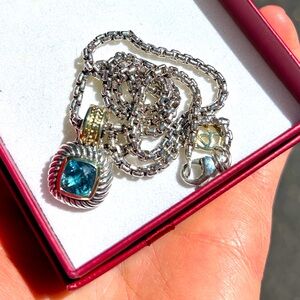 David Yurman Blue Topaz Necklace. Freshly cleaned and in perfect condition.